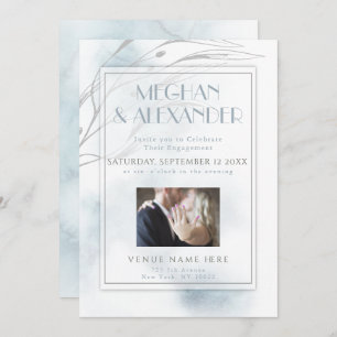 Ihr Foto Dusty Blue Watercolor und Willow Branch Einladung