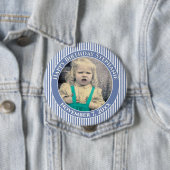 Ihr Foto Einfache Streifen Muster Blau/Weiß Button (Beispiel)