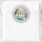 Ihr Foto Einfache Streifen Muster grau/weiß Runder Aufkleber (Tasche)