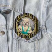 Ihr Foto Einfache Streifen Muster Schwarz/Gold Button (Beispiel)