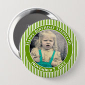 Ihr Foto Einfache Streifen Muster Schwarz/Weiß Button (Vorne & Hinten)