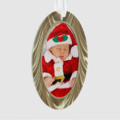 Ihr Foto - Eleganter goldgezinkter Satin Look Ornament (Vorderseite)