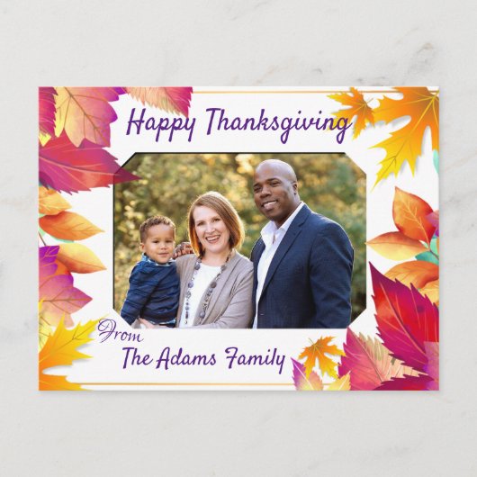 Ihr Foto Farbige Blätter Erntedank Feiertagspostkarte (Vorderseite)