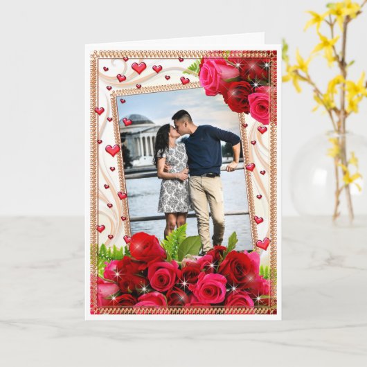 Ihr FOTO Frohes Valentinisches Rose Karte (Gelbe Blume)