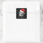 Ihr Foto Funny Christmas Weihnachtsmannmütze Famil Quadratischer Aufkleber (Tasche)