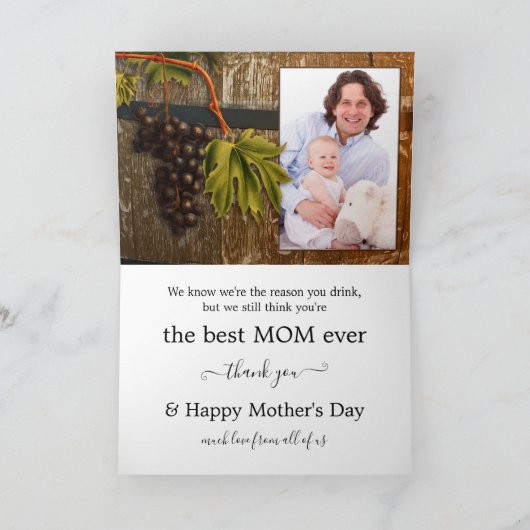 Ihr Foto Funny Wine Mother Day Grußkarte Karte (Innenseite)