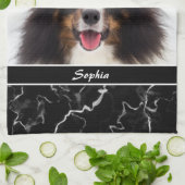 Ihr Foto für Ihr Haustier auf Imitaten schwarzer M Geschirrtuch (Gefaltet)