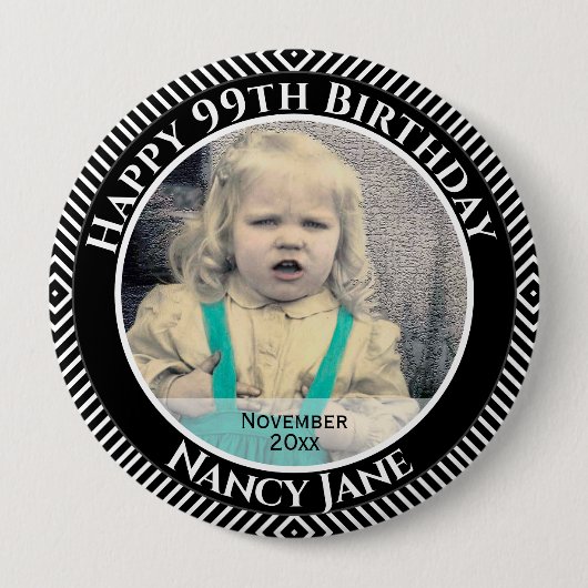 Ihr Foto: Geometrische Diagonallinien Schwarz & We Button (Vorderseite)