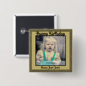 Ihr Foto: Geometrische Trennlinien Schwarz und Gol Button (Vorne & Hinten)