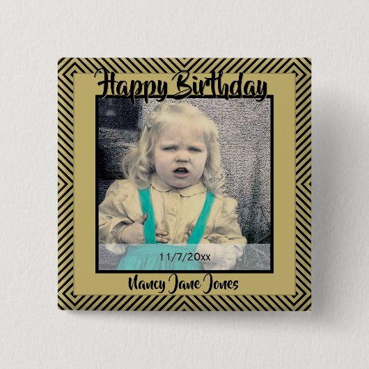 Ihr Foto: Geometrische Trennlinien Schwarz und Gol Button (Vorderseite)