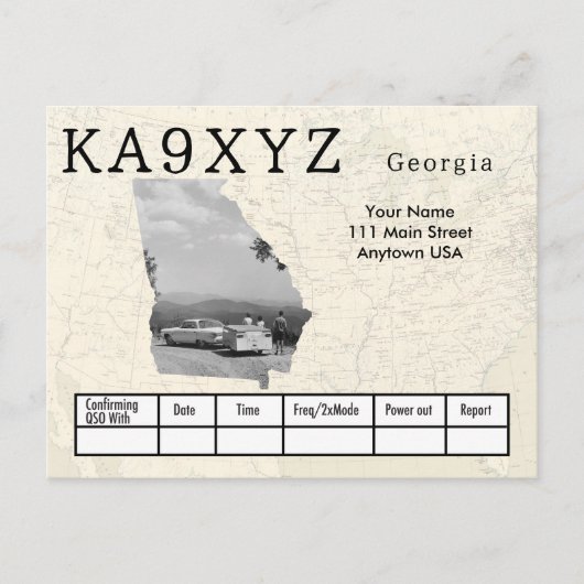 Ihr Foto Georgia geformt Cutout Custom QSL Postkarte (Vorderseite)