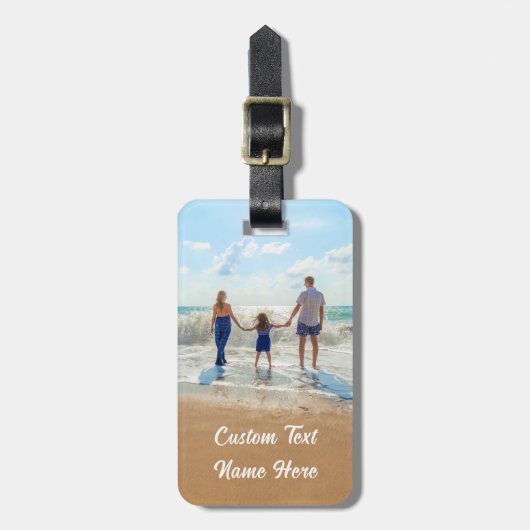 Ihr Foto Gepäckanhänger mit benutzerdefiniertem Te (Vorderseite vertikal)