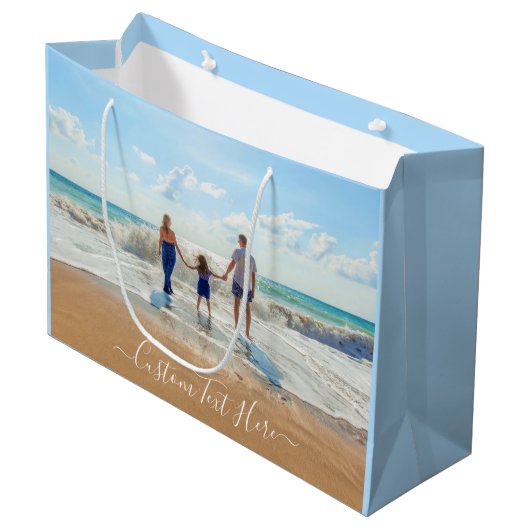 Ihr Foto-Geschenkbeutel mit benutzerdefiniertem Te Große Geschenktüte (Vorderseite Schrägansicht)