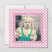 Ihr Foto: Gingham Karos Pattern Pink/Weiß Magneteinladung (Vorderseite)