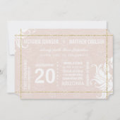 Ihr Foto Gold Blush Coral Pink Blues Hochzeit Einladung (Vorderseite)