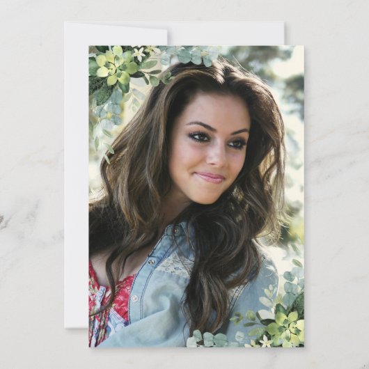 Ihr Foto Grüne Script Abschluss Einladung (Rückseite)