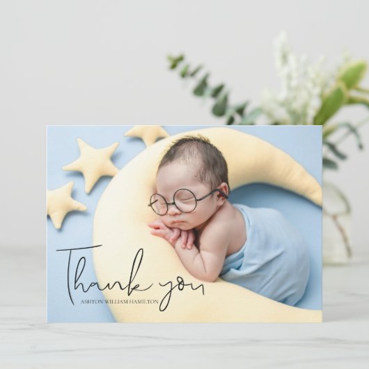 Ihr Foto Handgeschriebene Kinderdusche Danke (Stehend Vorderseite)