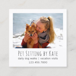 Ihr Foto-Haustier, das   Hundewanderer-einfaches Quadratische Visitenkarte