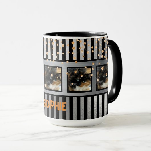 Ihr Foto hier Glitzer personalisierte Mug Tasse (VorderseiteRechts)