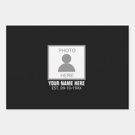 Ihr Foto hier Name und Alter Geschenkpapier Set (Vorderseite)