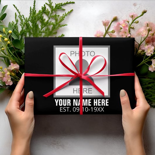 Ihr Foto hier Name und Alter Geschenkpapier Set