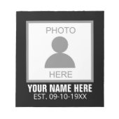 Ihr Foto hier Name und Alter Notizblock (Vorderseite)