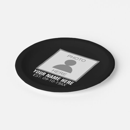 Ihr Foto hier Name und Alter Pappteller (Schrägansicht)