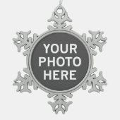 Ihr Foto hier Schneeflocken Zinn-Ornament (Vorderseite)