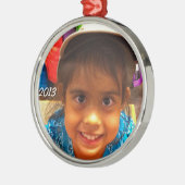 Ihr Foto hier verzieren Silbernes Ornament (Links)