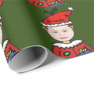 Ihr Foto-hier Weihnachtself personalisiert Geschenkpapier