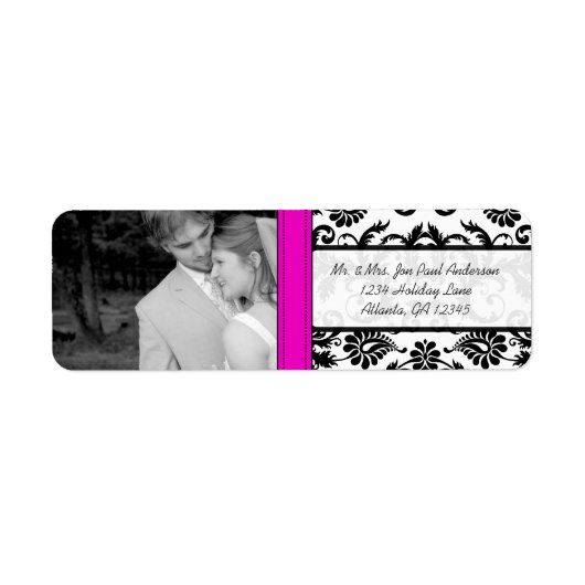 Ihr Foto Hochzeit Fuchsia Vintag Damask (Vorne)