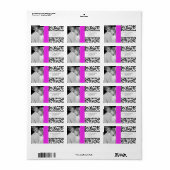 Ihr Foto Hochzeit Vintage Hot Pink Damask Adressaufkleber (Vorne)