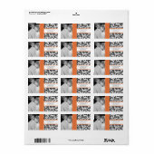 Ihr Foto Hochzeit Vintage Mandarine Damask Adressaufkleber (Vorne)