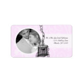 Ihr Foto Hochzeit Vintage Vögel Lilac Damask Adressaufkleber (Vorne)