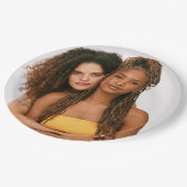 Ihr Foto Hochzeit zwei Brides LGBTQ Pappteller (Schrägansicht)