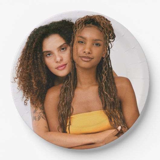 Ihr Foto Hochzeit zwei Brides LGBTQ Pappteller (Vorderseite)