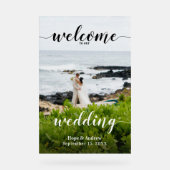 Ihr Foto Hochzeitsdiagramm und Begrüßungszeichen Acrylschild (Vorderseite)