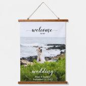 Ihr Foto Hochzeitsdiagramm und Begrüßungszeichen Wandteppich Mit Holzrahmen (Vorderseite)