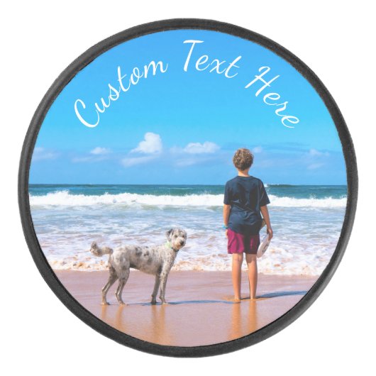 Ihr Foto Hockey Puck Geschenk mit eigenem Textname (Vorderseite)