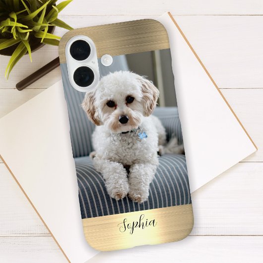 Ihr Foto, Imitats Gold Metal und Script Name Case-Mate iPhone Hülle