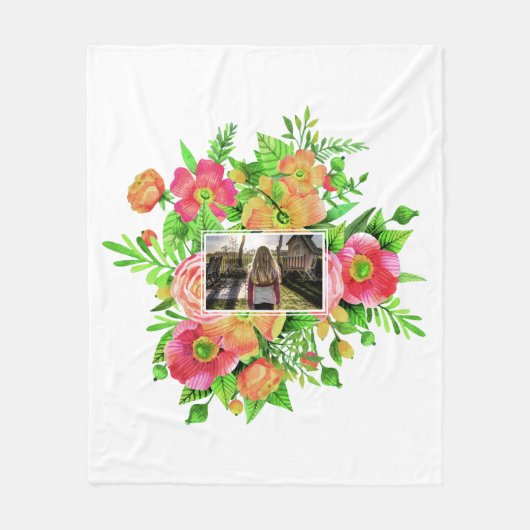 Ihr Foto in Blume-Rahmen-Decken Fleecedecke (Vorderseite)