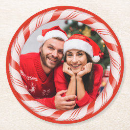 IHR Foto in einem Candy-Frame-benutzerdefinierten  Runder Pappuntersetzer