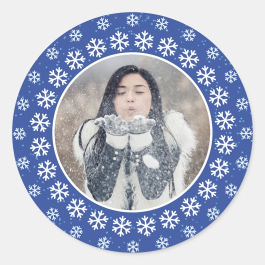 IHR FOTO in einem Snowflake Frame Aufkleber (Vorderseite)