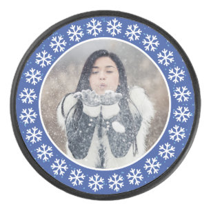 IHR FOTO in einem Snowflake Frame Hockey Puck