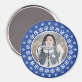 IHR FOTO in einem Snowflake-Frame-Magneten Magnet (Vorderseite/Rückseite)