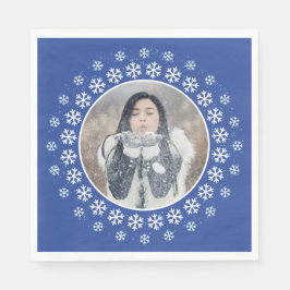 IHR FOTO in einem Snowflake-Frame-Papierservietten Serviette