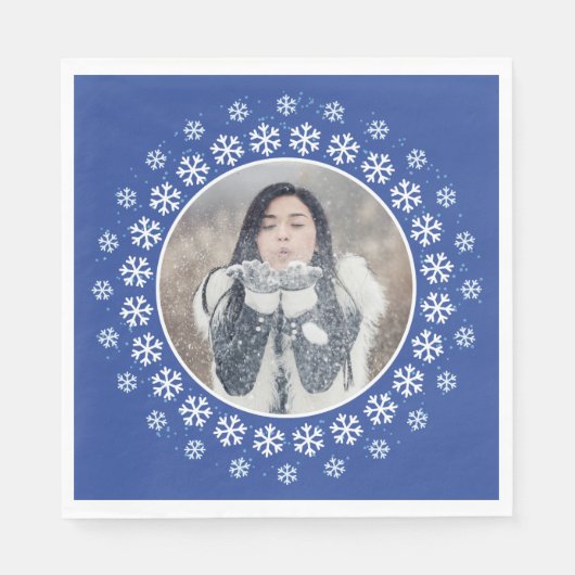 IHR FOTO in einem Snowflake-Frame-Papierservietten Serviette (Vorderseite)