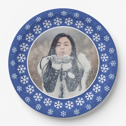IHR FOTO in einem Snowflake-Frame-Teller Pappteller (Vorderseite)