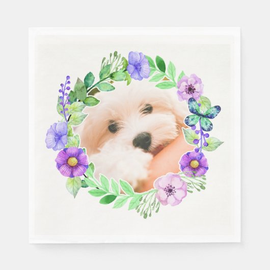 Ihr Foto in einer Blume Rahmen Papierservietten (Vorderseite)