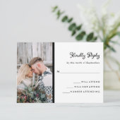 Ihr Foto in Schwarz und Weiß | Hochzeit RSVP Karte (Stehend Vorderseite)